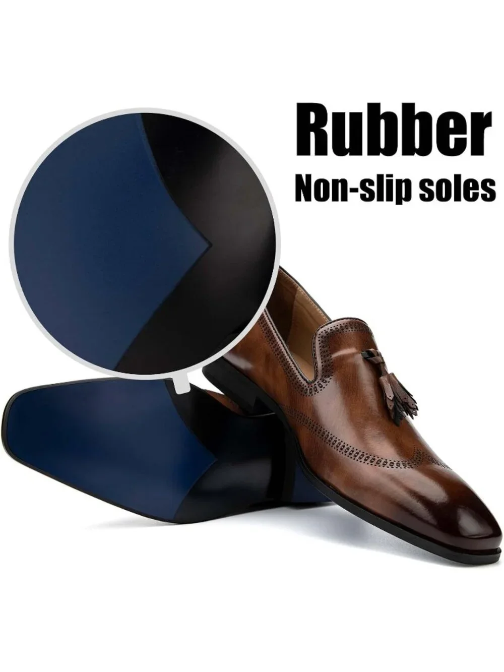 Men's Dark Brown Pu Leather Tassel Slip On Loafers Formal Events Dress Shoes